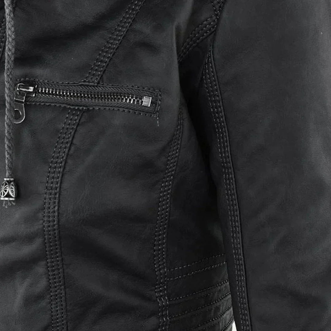 GR | Elegant hooded motorcycle jacket made of high-quality leather