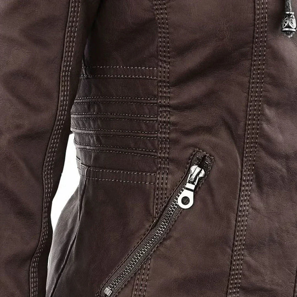 GR | Elegant hooded motorcycle jacket made of high-quality leather