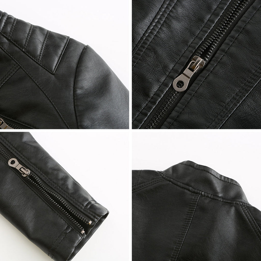 GR | Women's leather jacket - Fashionable jacket with zipper