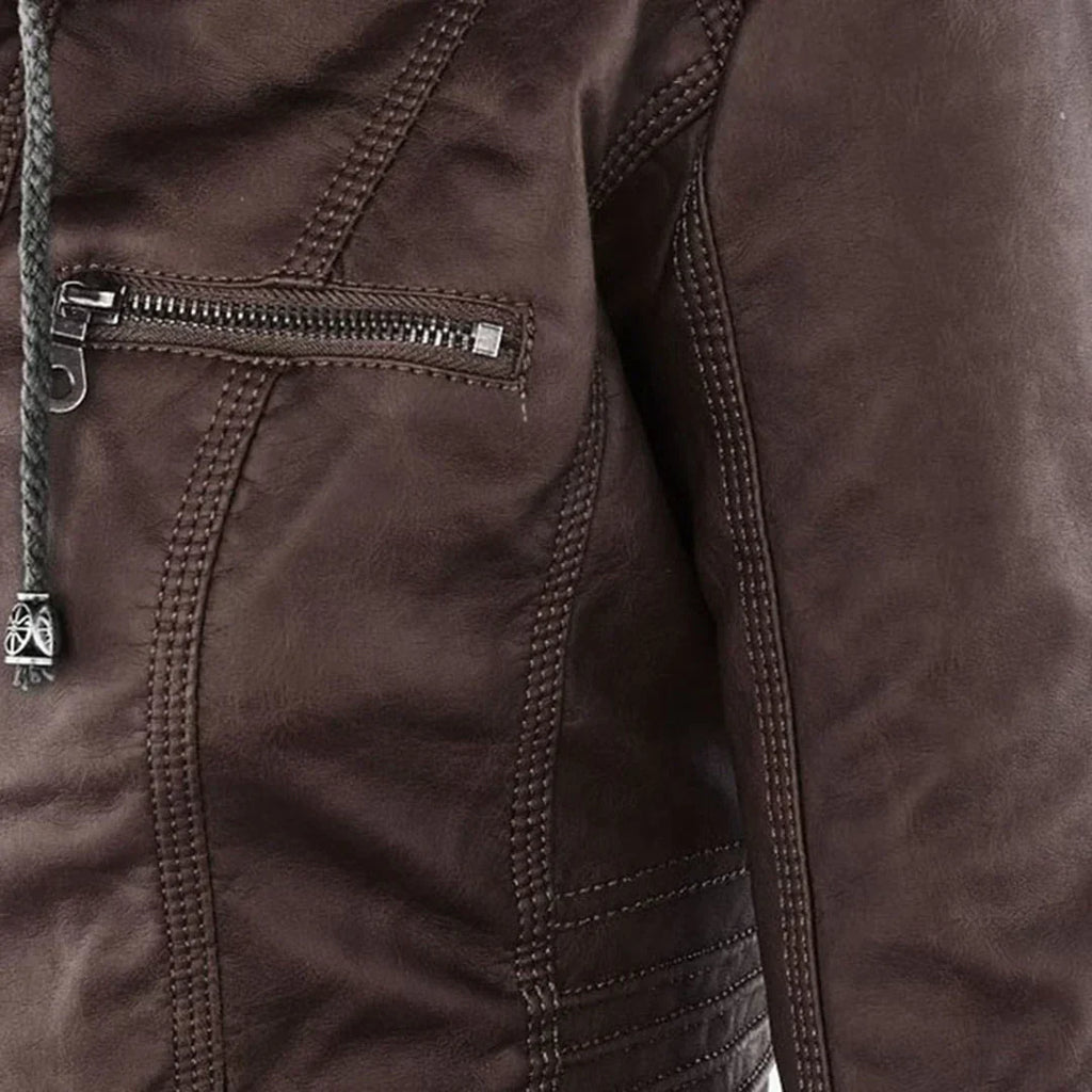 GR | Elegant hooded motorcycle jacket made of high-quality leather