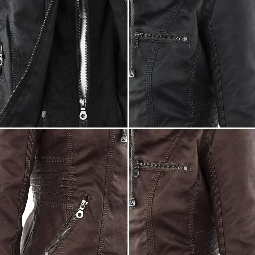 GR | Elegant hooded motorcycle jacket made of high-quality leather