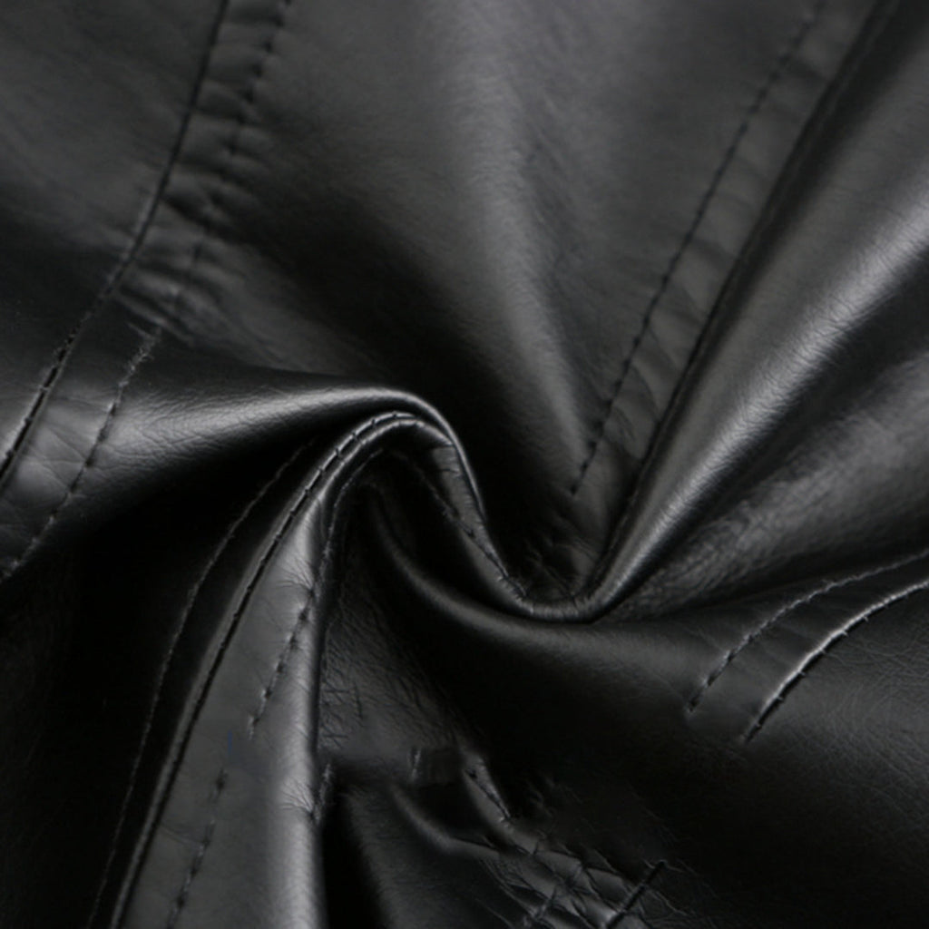GR | Elegant leather jacket with round neck and button closure for women