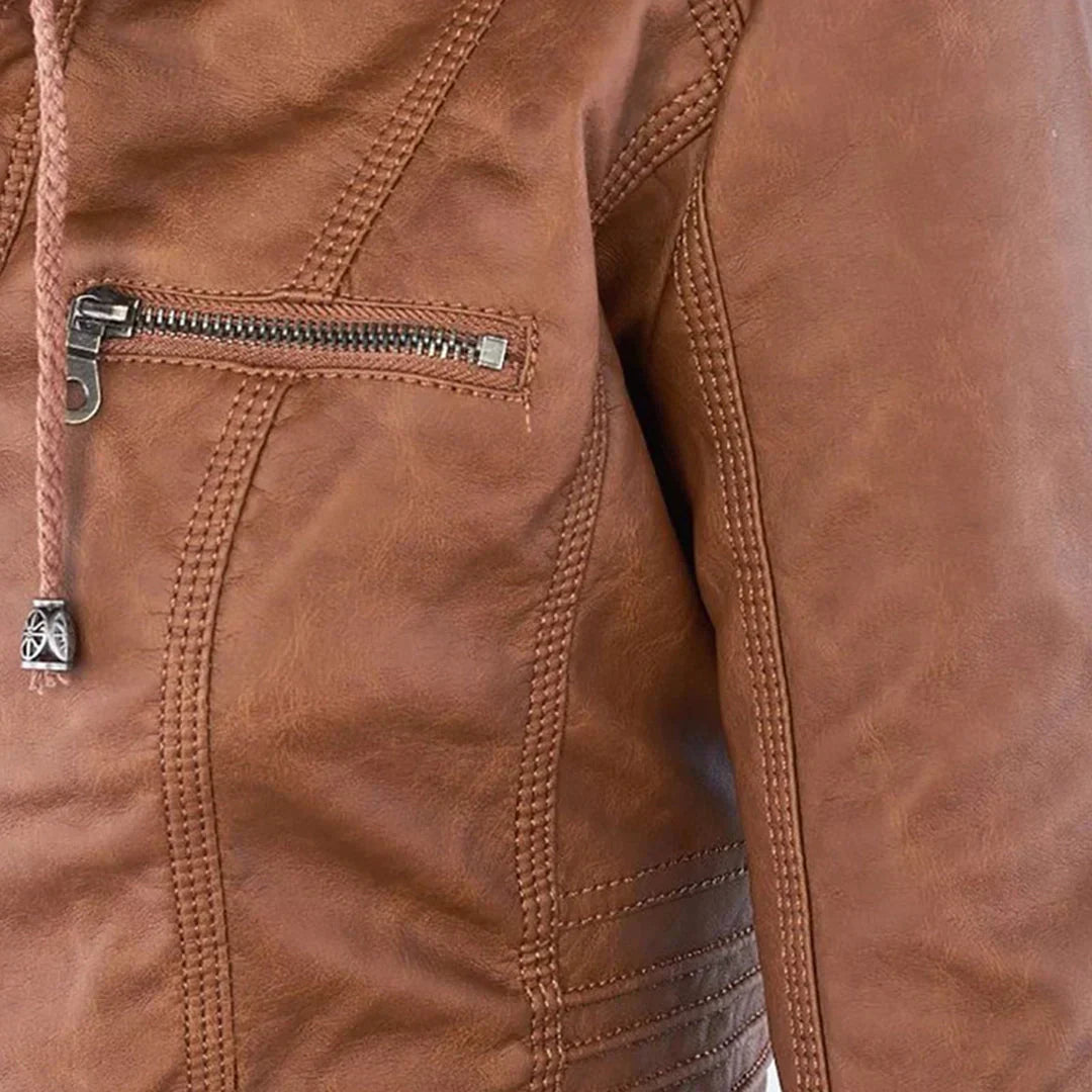 GR | Elegant hooded motorcycle jacket made of high-quality leather