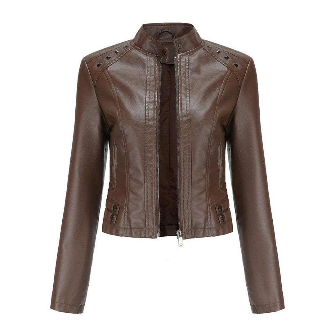 GR | Elegant leather jacket with unique details for women