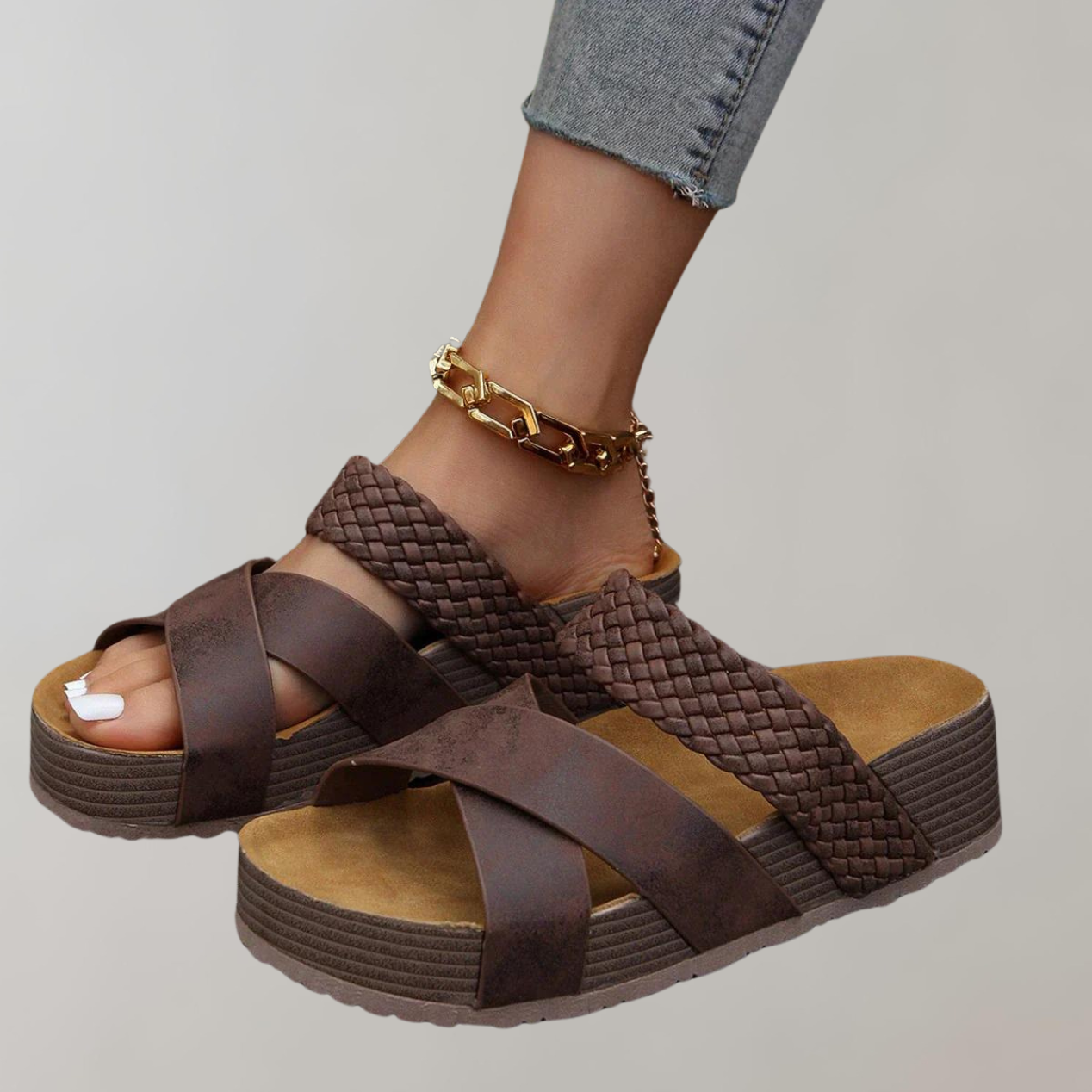 GR - Orthopedic Platform Sandals for Women, Comfortable | Summer Shoes for Women with 3 Straps for Added Comfort