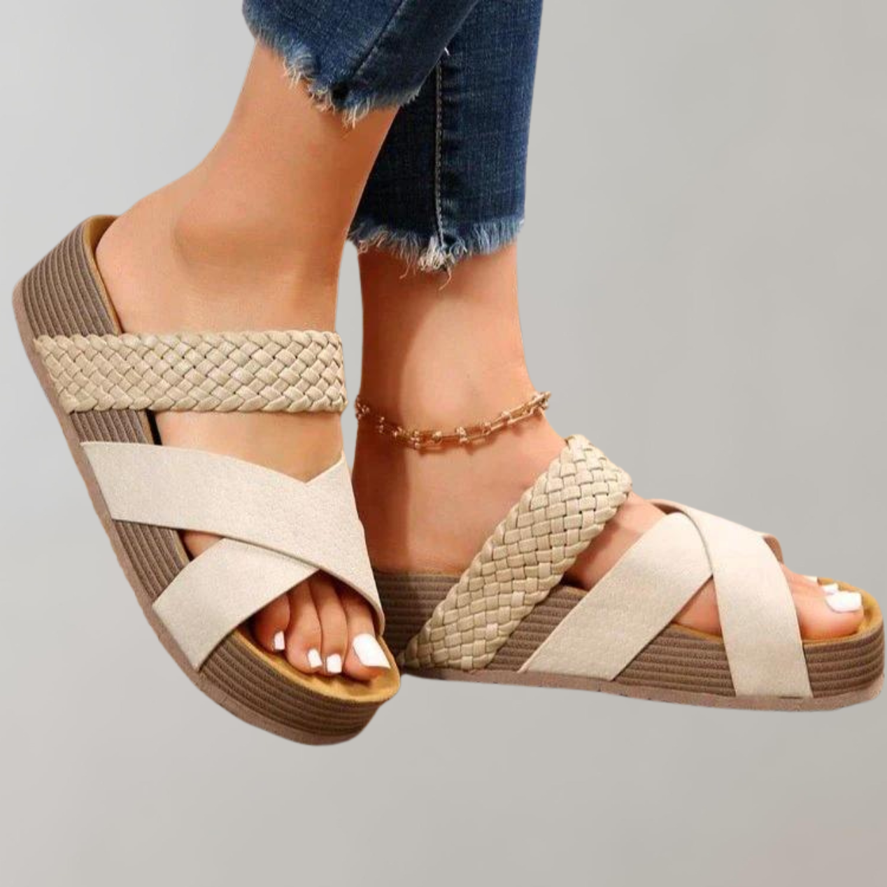 GR - Orthopedic Platform Sandals for Women, Comfortable | Summer Shoes for Women with 3 Straps for Added Comfort