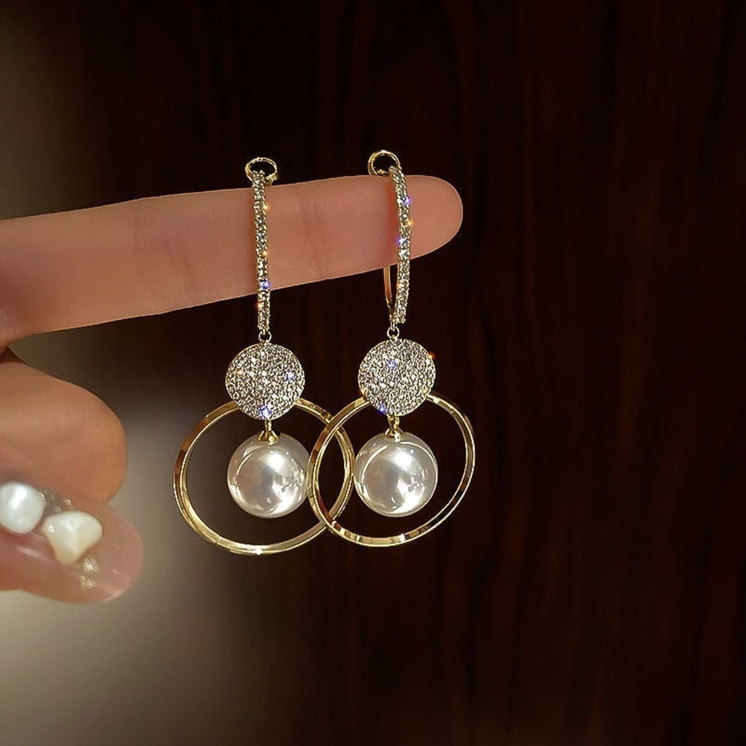 GR | Luxury Earrings with Cultured Pearl and Cubic Zirconia Silver