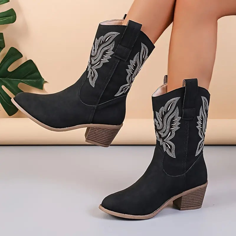 GR | Women's boots with mid-height shaft and block heel
