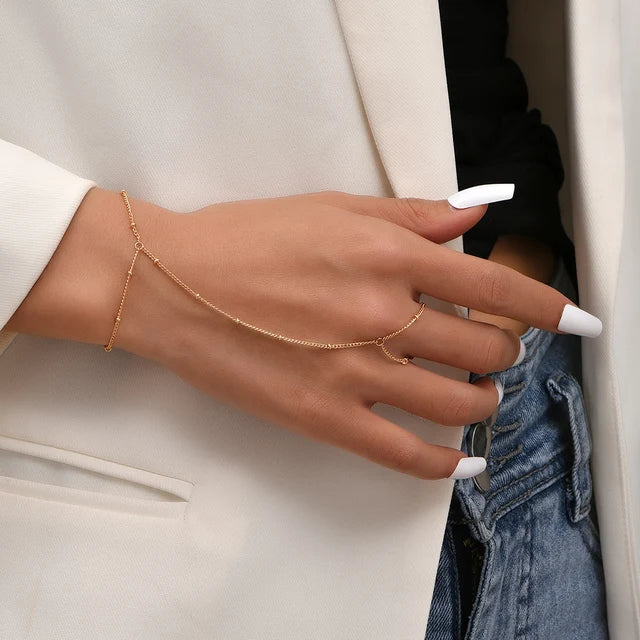 GR | Creative Small Chain Bracelet Finger Rings