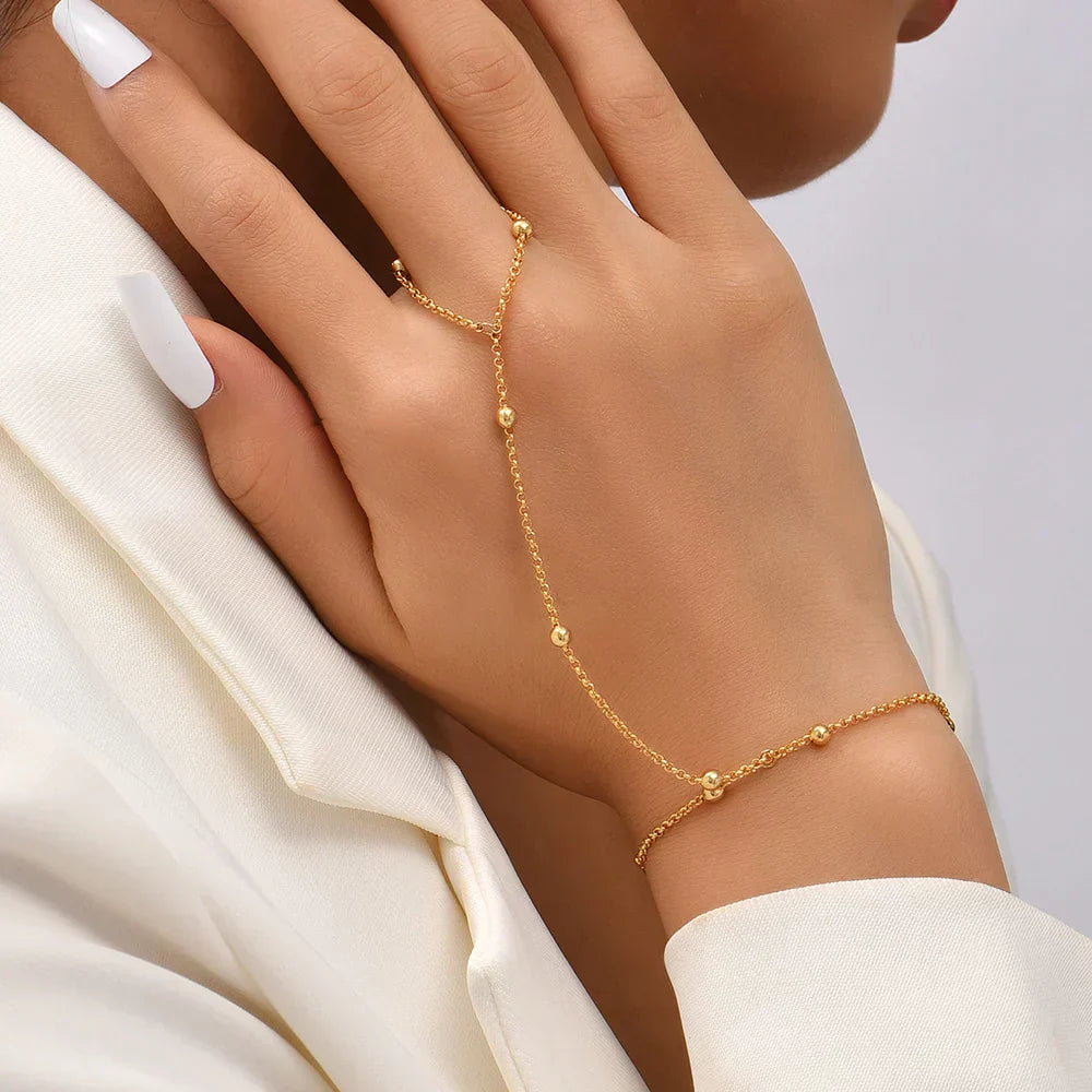 GR | Creative Small Chain Bracelet Finger Rings