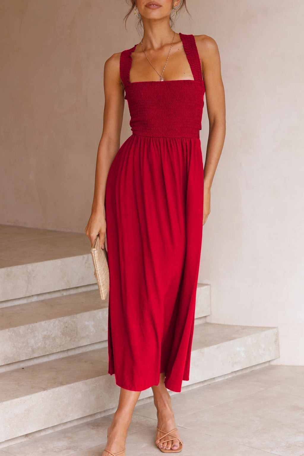 GR | Crisscross Tie-Back Midi Dress
