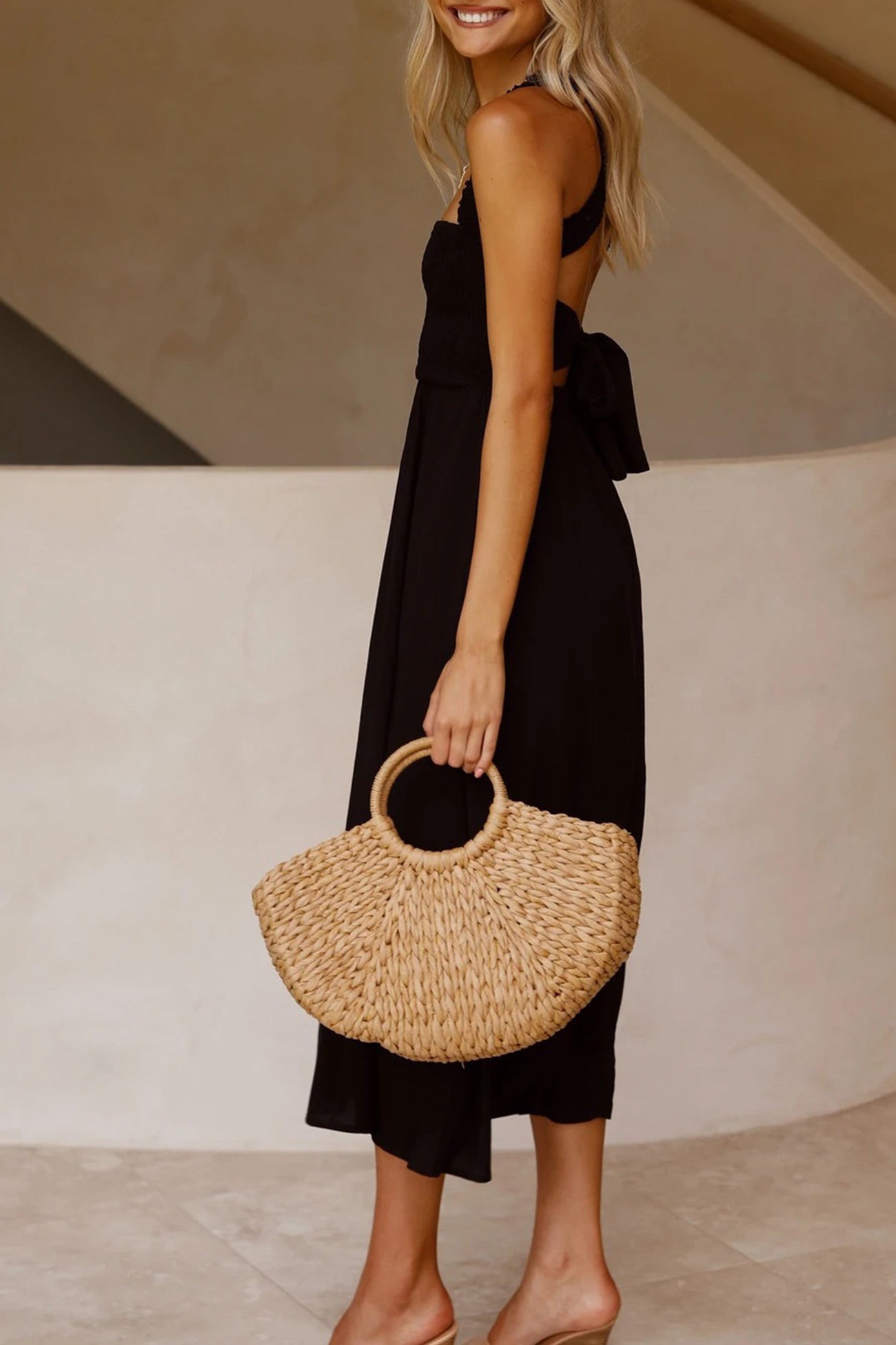 GR | Crisscross Tie-Back Midi Dress
