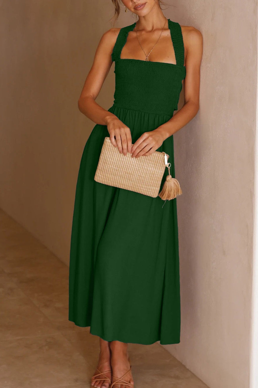 GR | Crisscross Tie-Back Midi Dress