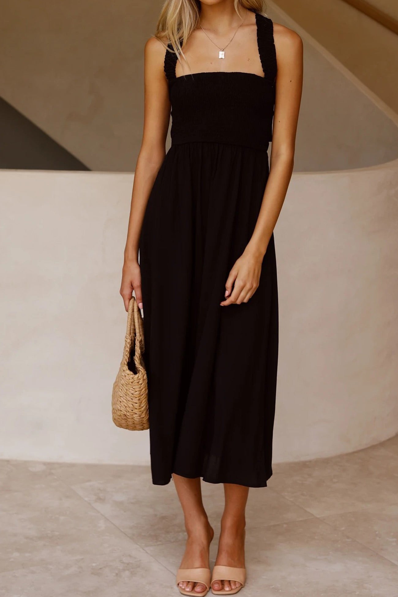 GR | Crisscross Tie-Back Midi Dress