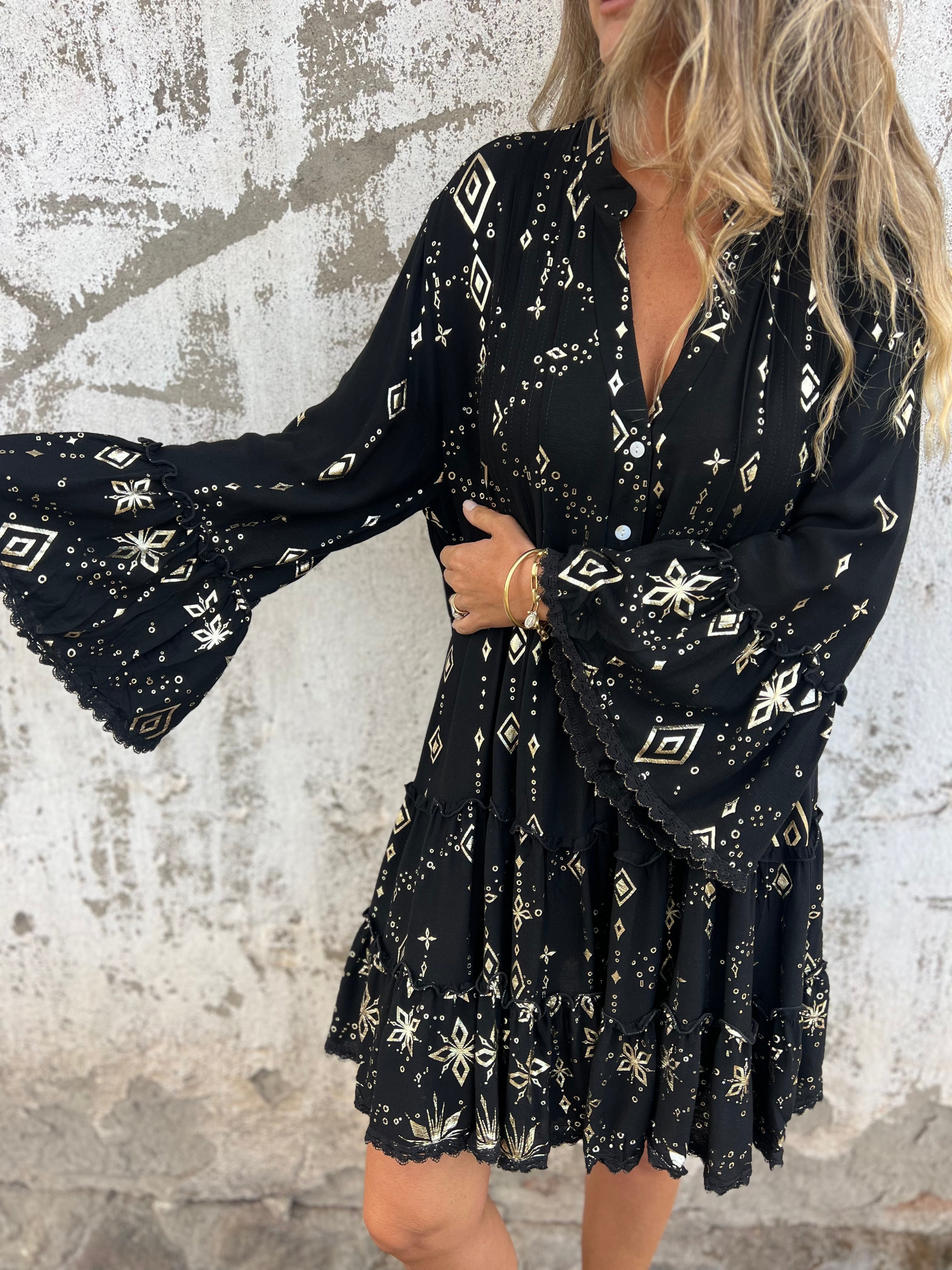 GR | Boho Metallic Hemdkleid