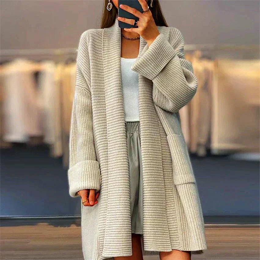 GR | Verdickte Damen-Strickjacke in Unifarben