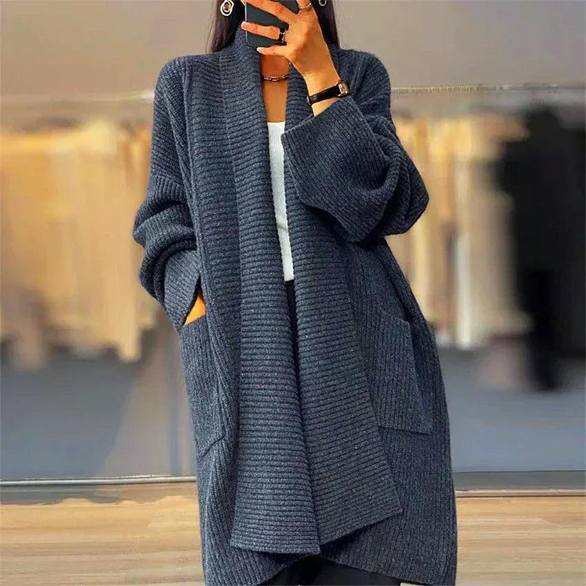 GR | Verdickte Damen-Strickjacke in Unifarben