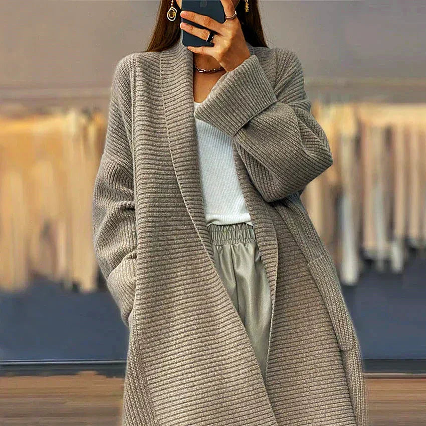 GR | Verdickte Damen-Strickjacke in Unifarben