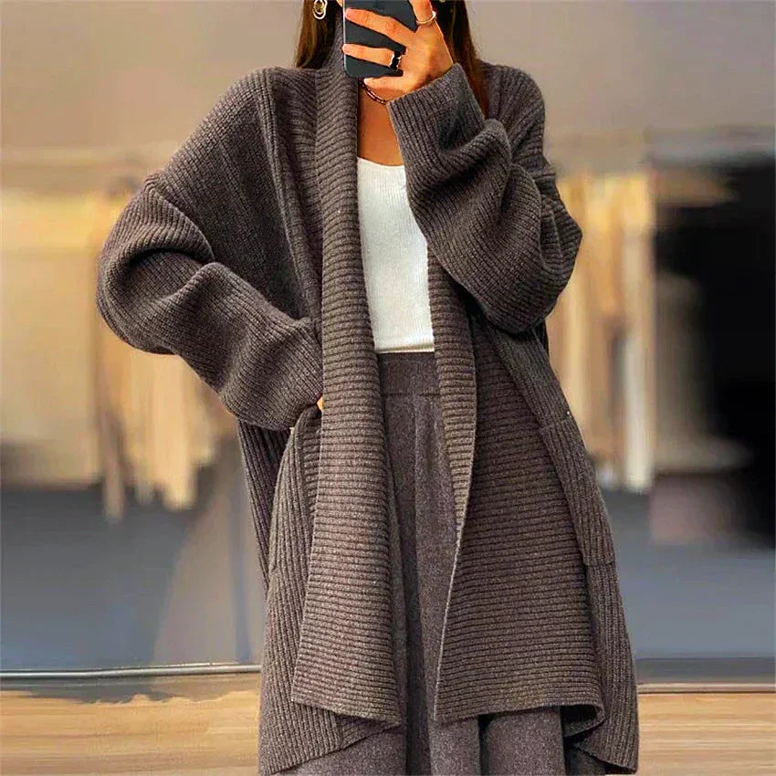 GR | Verdickte Damen-Strickjacke in Unifarben