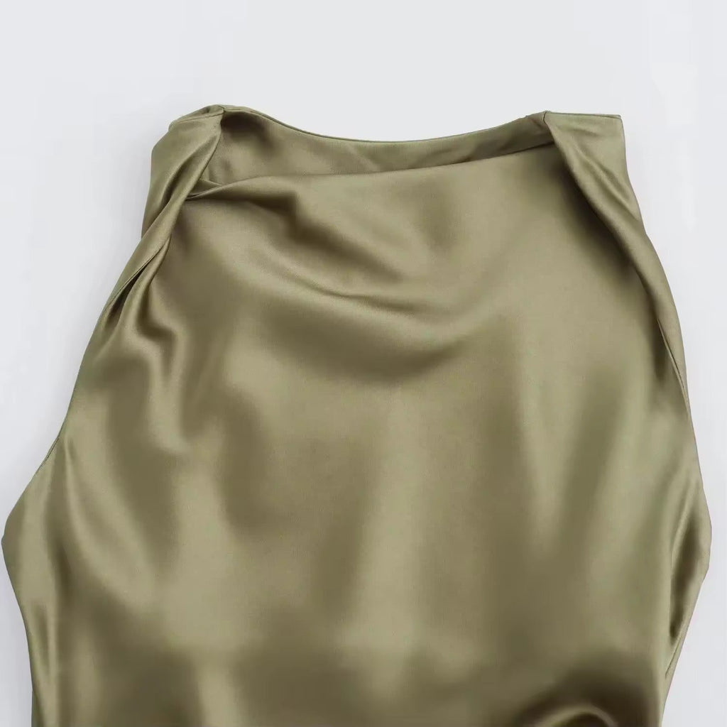 GR | Satin Maxi Dress Elegant Draping
