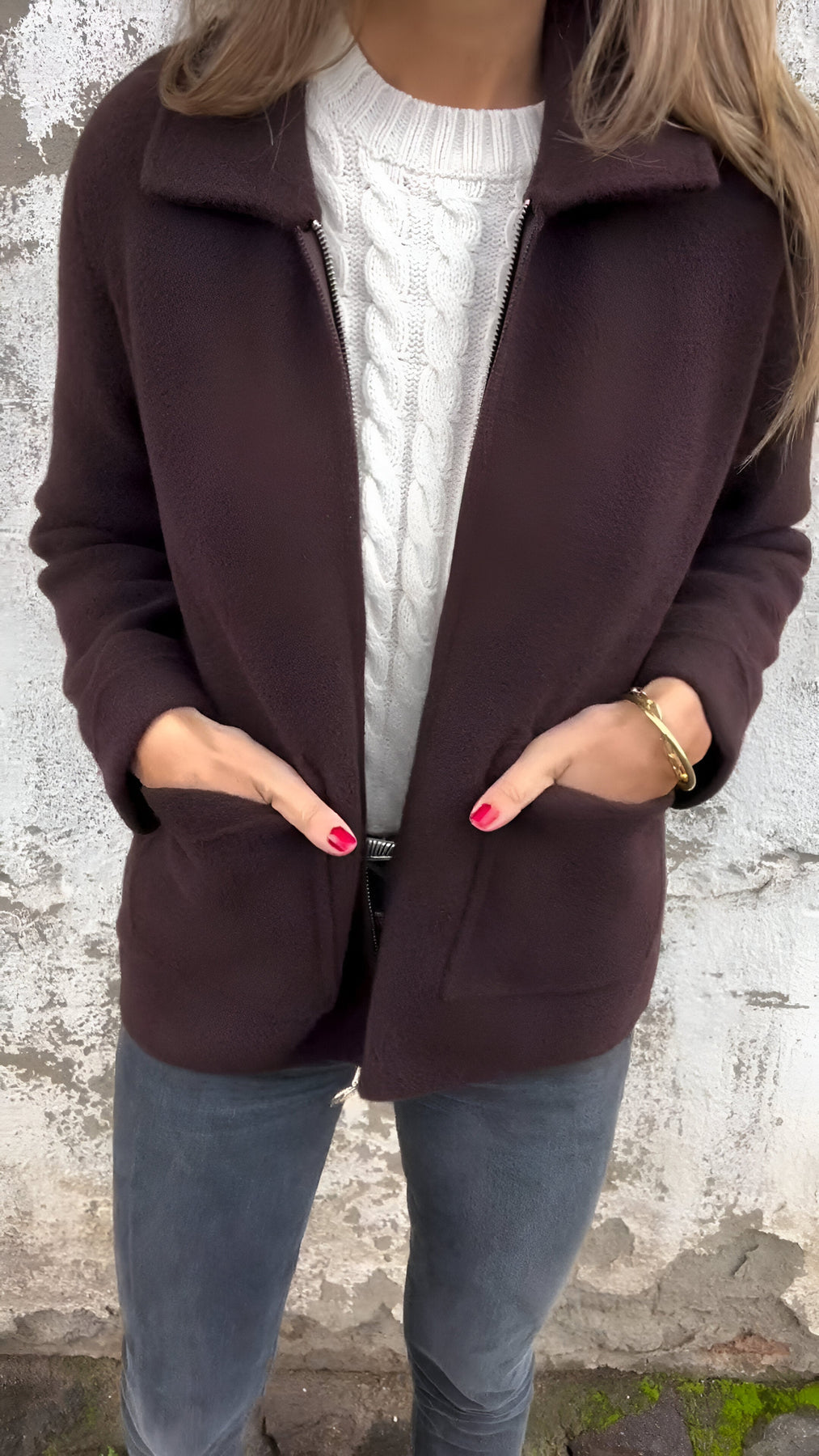 GR | Comfortable long-sleeved zip-up jacket with pockets