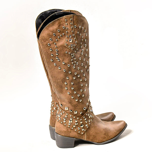 Lilybell - High boots with metallic studs and a cut-off heel