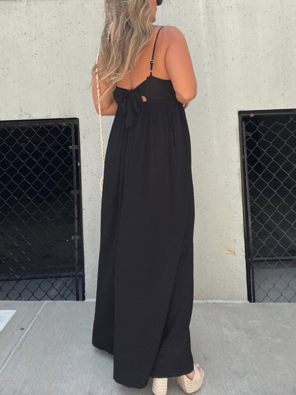 GR | Jumpsuit with V-neck and wide straps