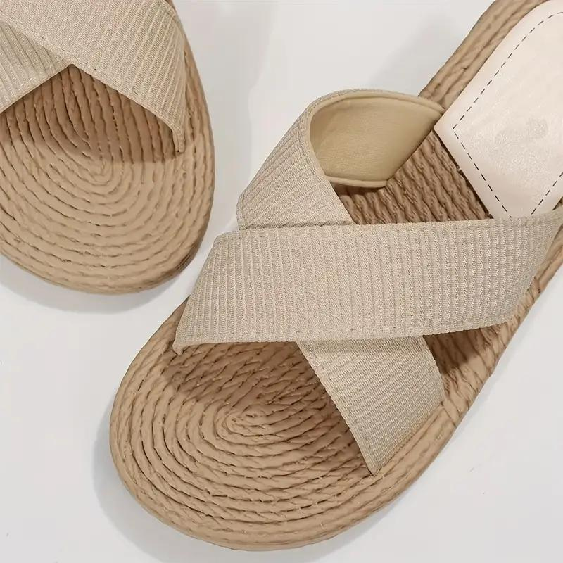 GR | Slip-on cross-band sandals for summer, flat sandals