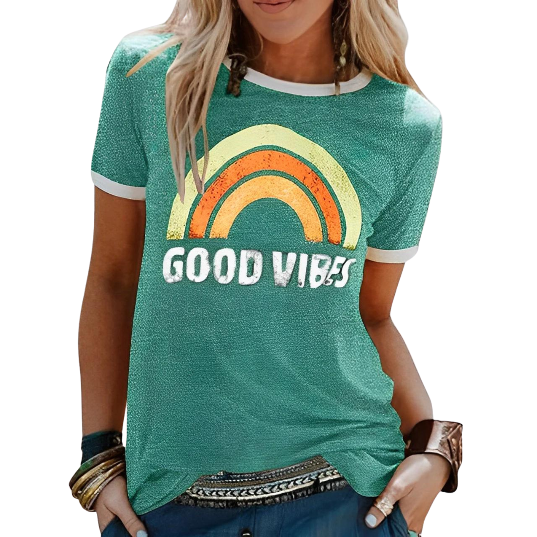 GR | T-shirt, round neck, printed, short-sleeved blouse, women's clothing