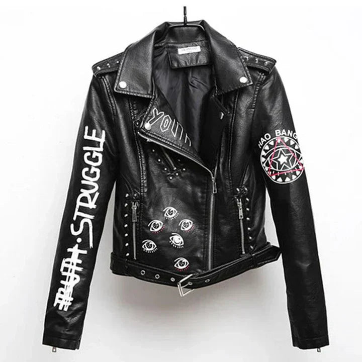 GR | Leather jacket with cool print