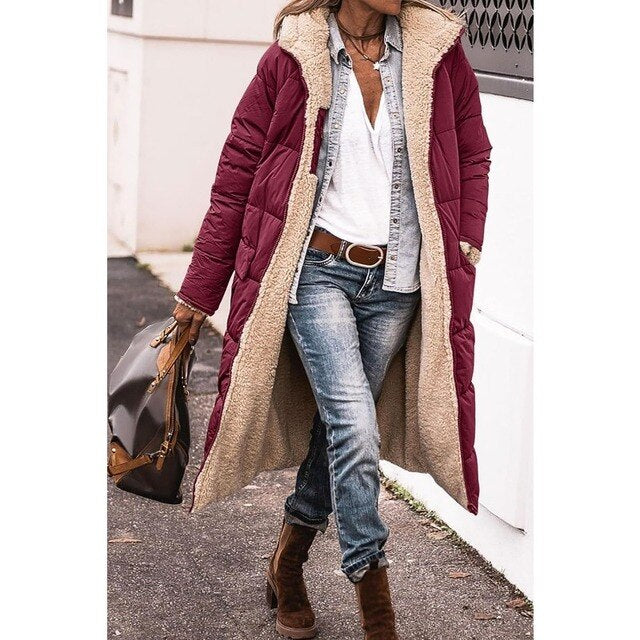 GR | Reversible Long Sherpa Puffer Coat:
