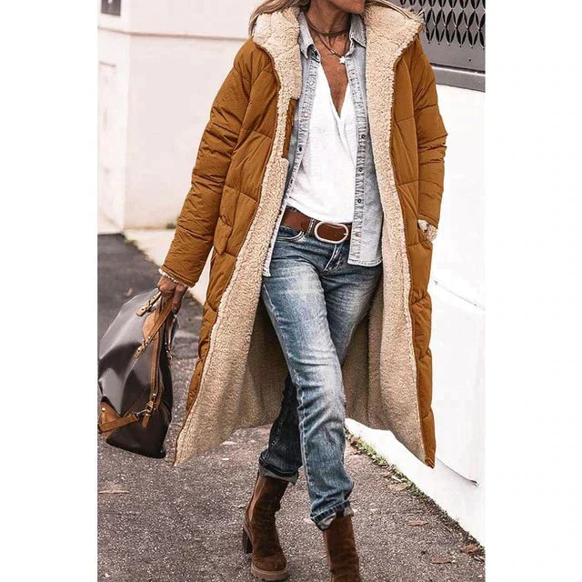 Reversible long puffer jacket