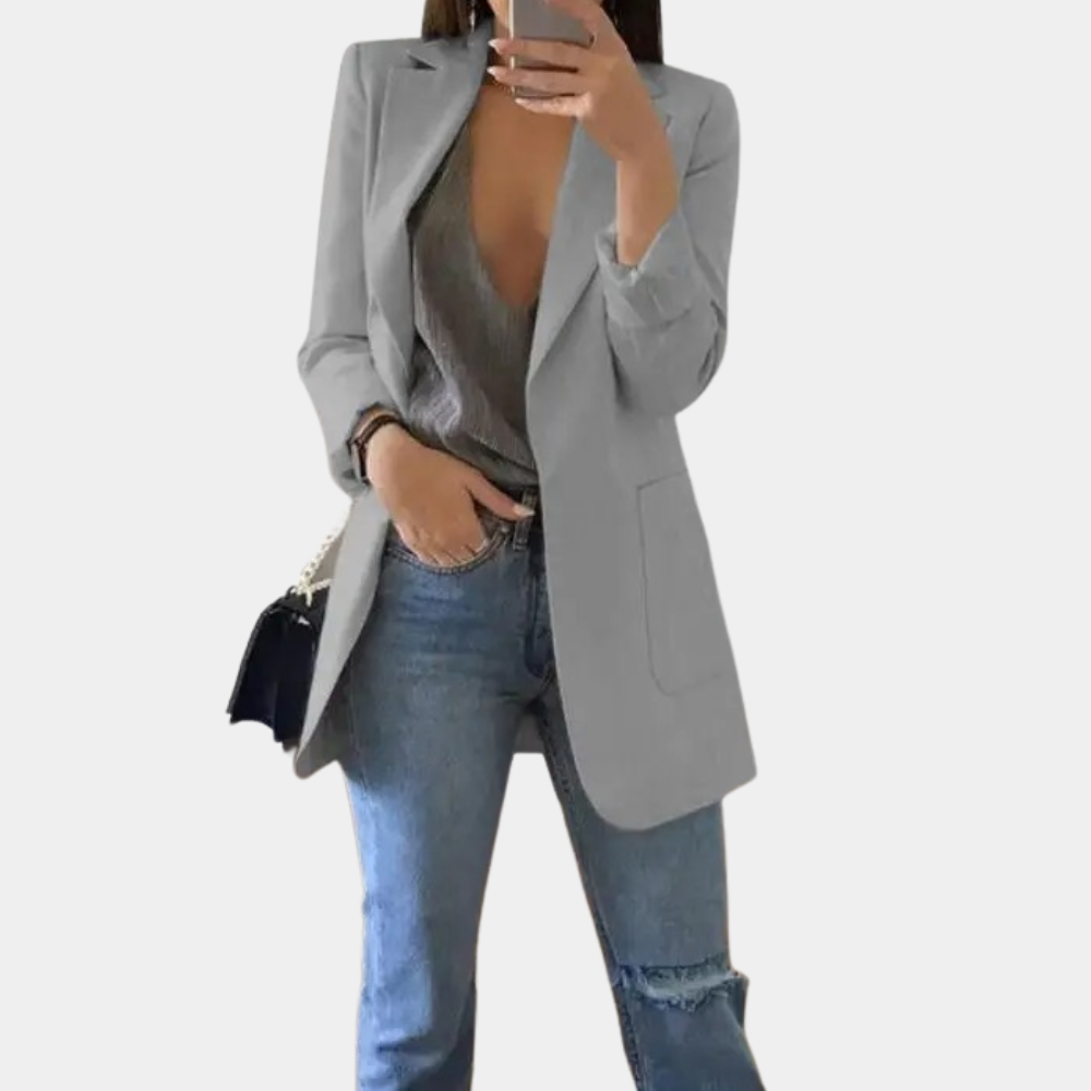 GR | Classic Open Front Long Blazer for Women
