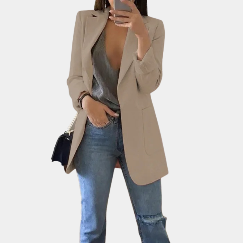 GR | Classic Open Front Long Blazer for Women