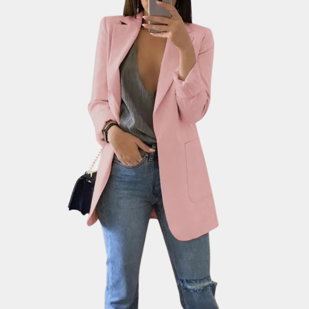 GR | Classic Open Front Long Blazer for Women