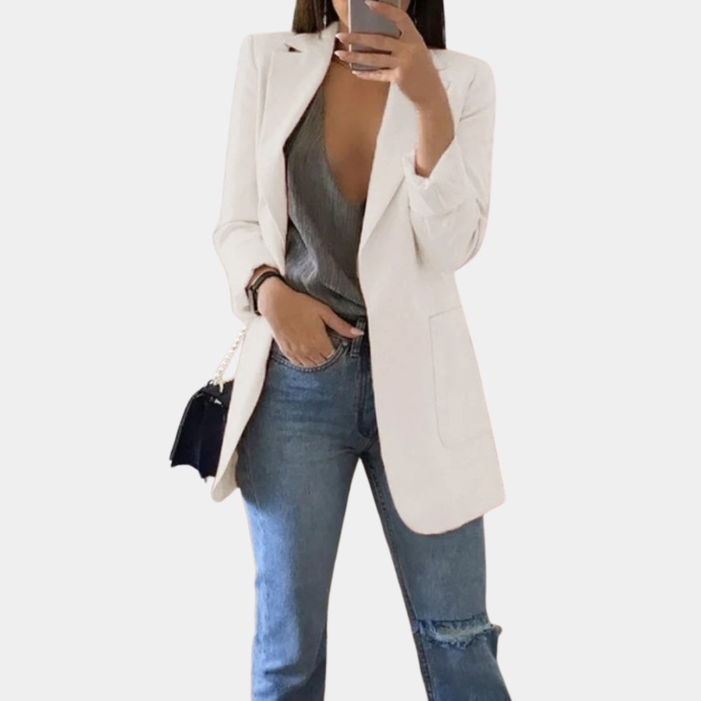 GR | Classic Open Front Long Blazer for Women