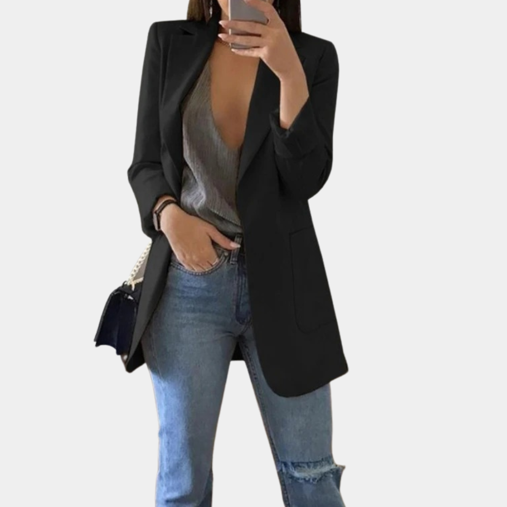GR | Classic Open Front Long Blazer for Women