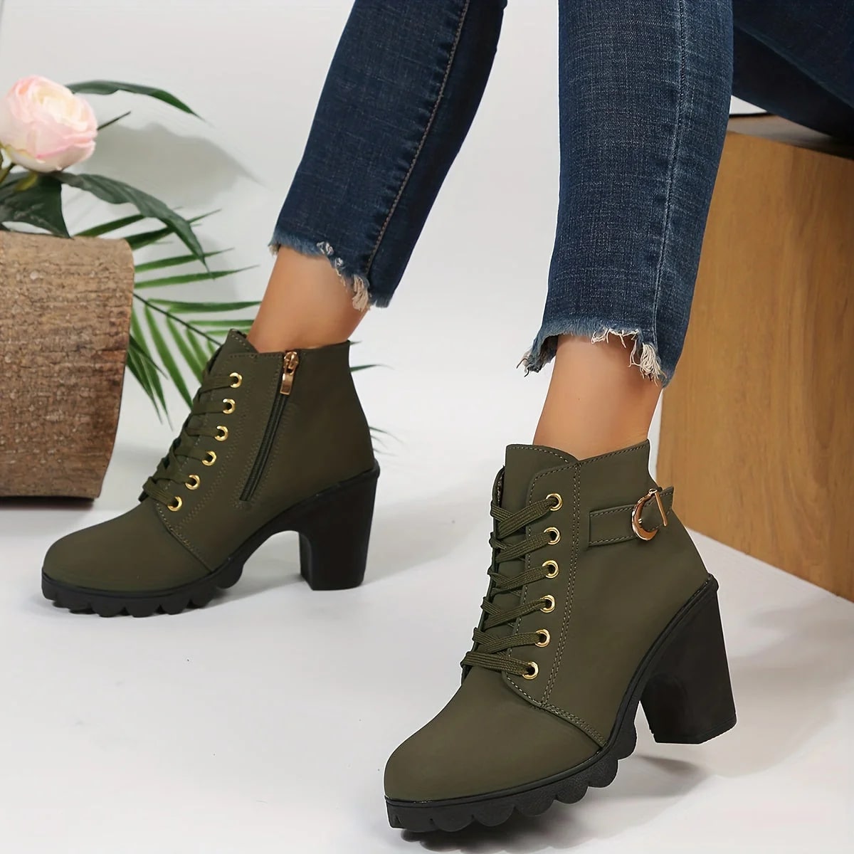 GR | Elegant Lace-Up Boots with Heels for Women