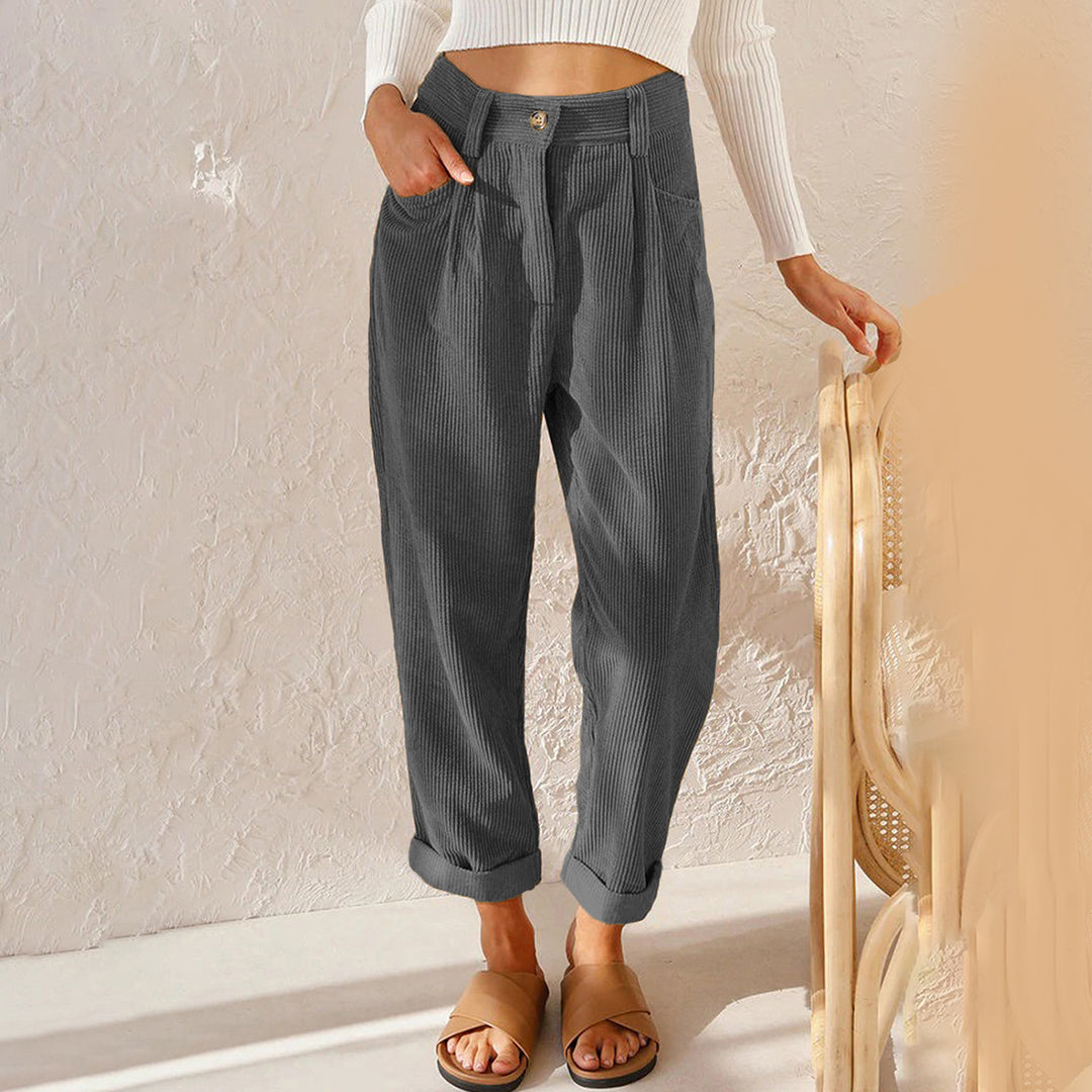 GR | Elegant high-waisted corduroy trousers