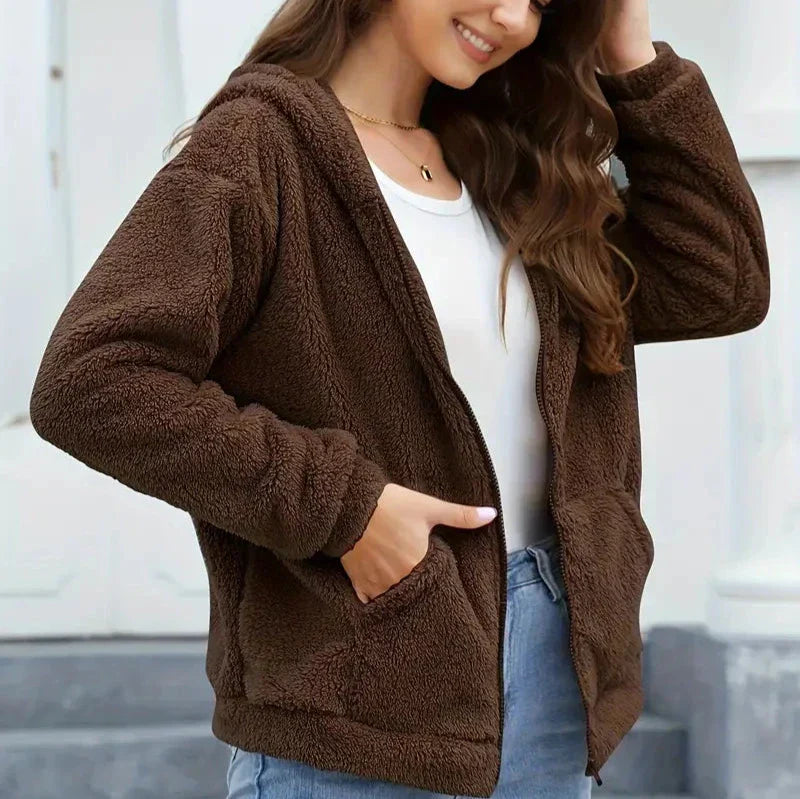 GR | Women's Leisure Winter Hooded Jacket with Zipper 