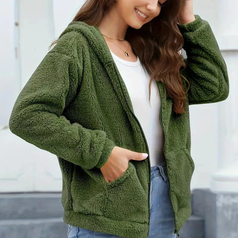GR | Women's Leisure Winter Hooded Jacket with Zipper 