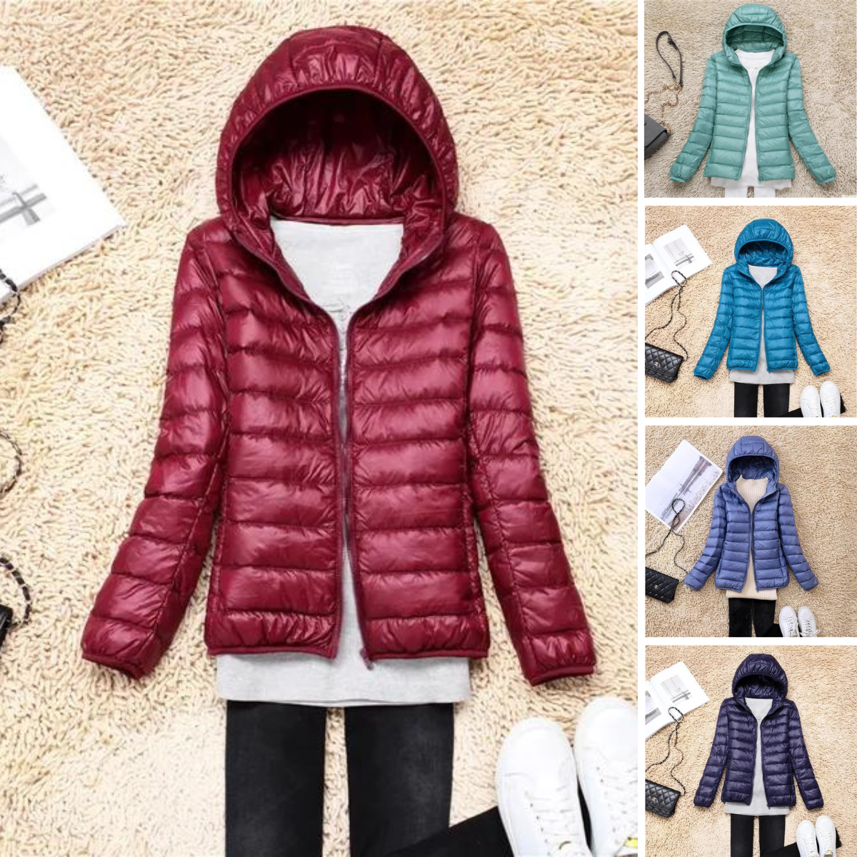 GR - Lightweight hooded puffer jacket for women