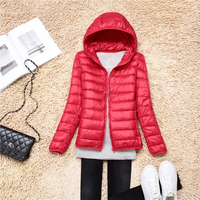 GR - Lightweight hooded puffer jacket for women