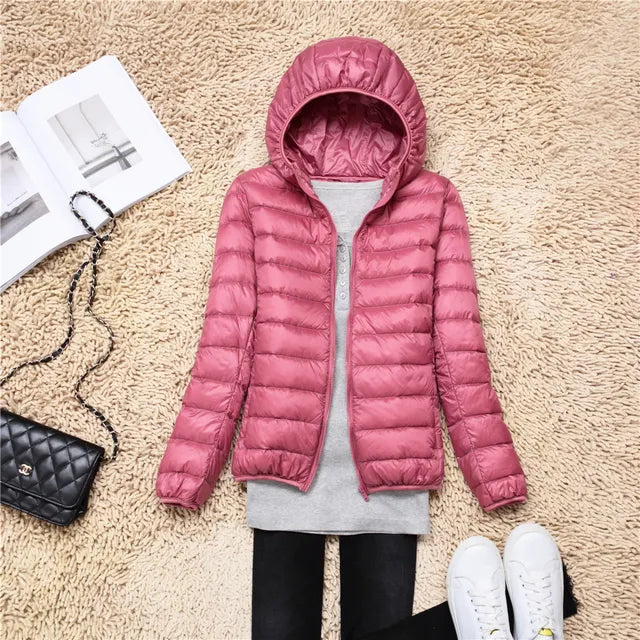 GR - Lightweight hooded puffer jacket for women