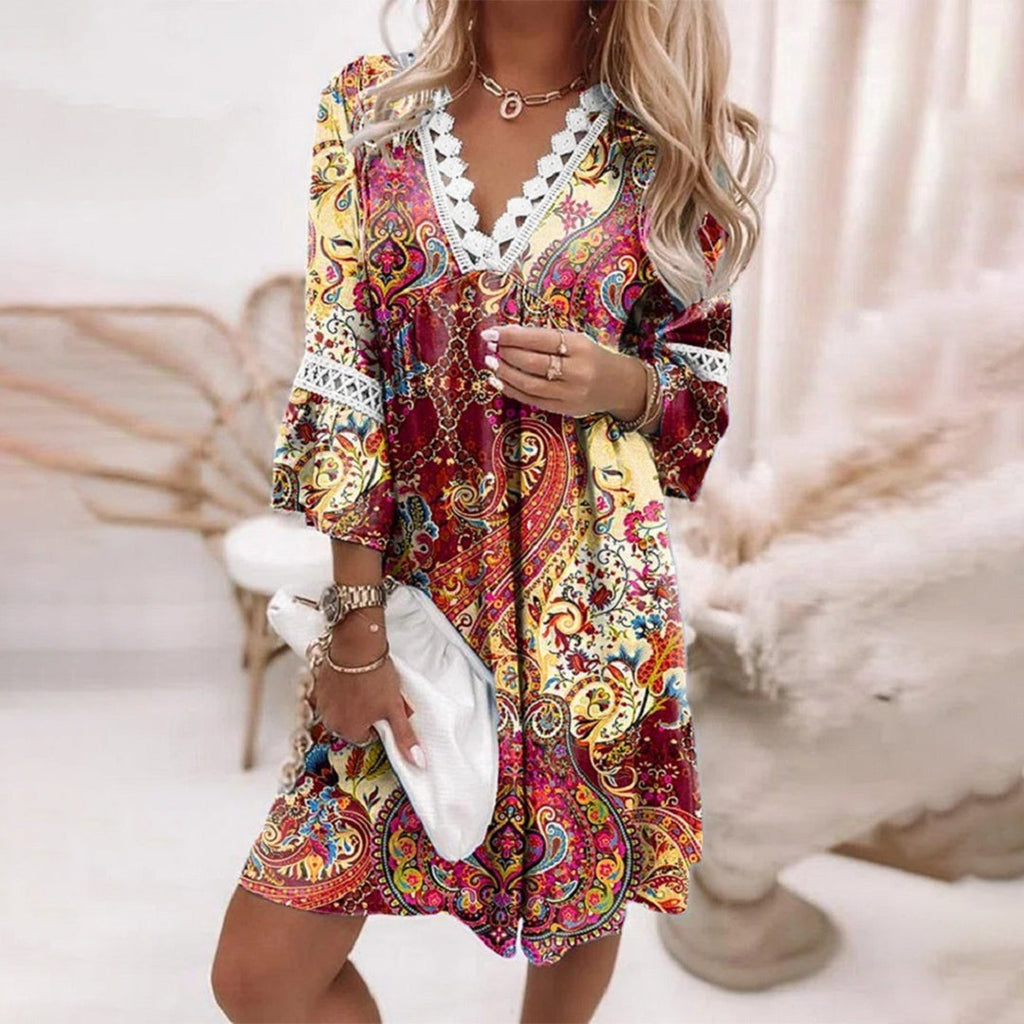 GR - Embroidered V-neck dress