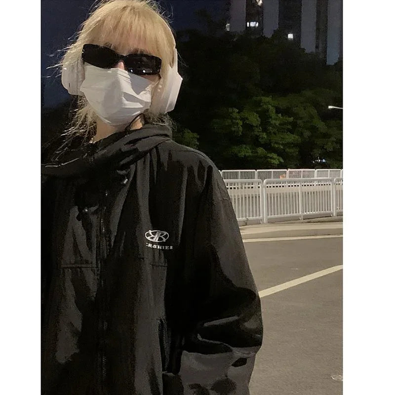 GR - Women's Waterproof Hooded Zipper Windbreaker Coat