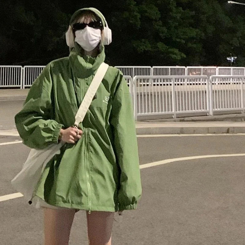GR - Women's Waterproof Hooded Zipper Windbreaker Coat