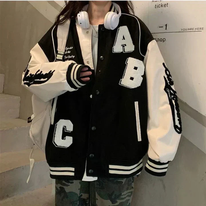 GR | Damen Vintage Bomber Baseballjacke Plus-Size