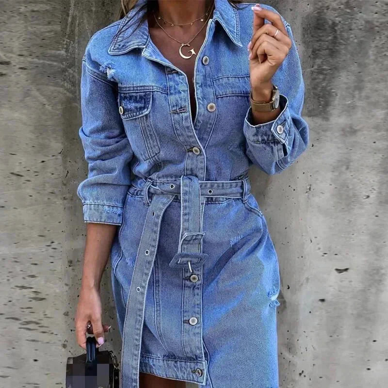 GR | Kleid Langarm Button Up Hemdkleid Minikleid