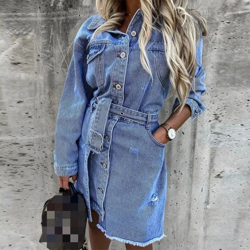 GR | Kleid Langarm Button Up Hemdkleid Minikleid
